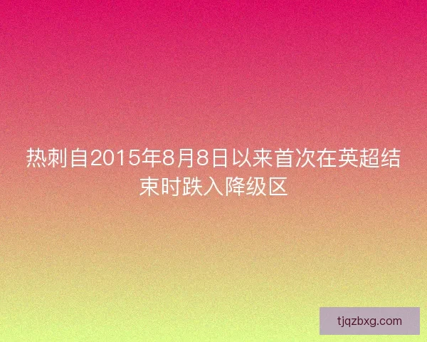 热刺自2015年8月8日以来首次在英超结束时跌入降级区